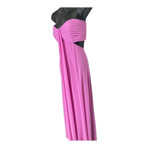 Dessey Collection Strapless Empire Waist Cutout Lux Chiffon Maxi Dress Pink 8R - Picture 3 of 14